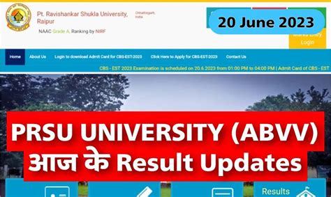 pandit ravishankar shukla university result 2023